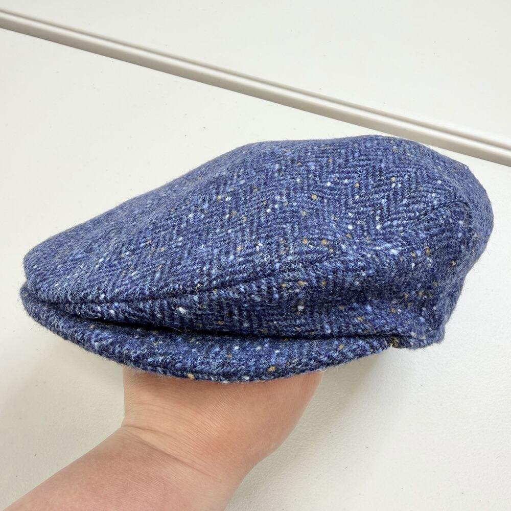 Hanna Hats Herringbone Tweed Cap Size Small Blue Classic Wool Irish Flat Hat